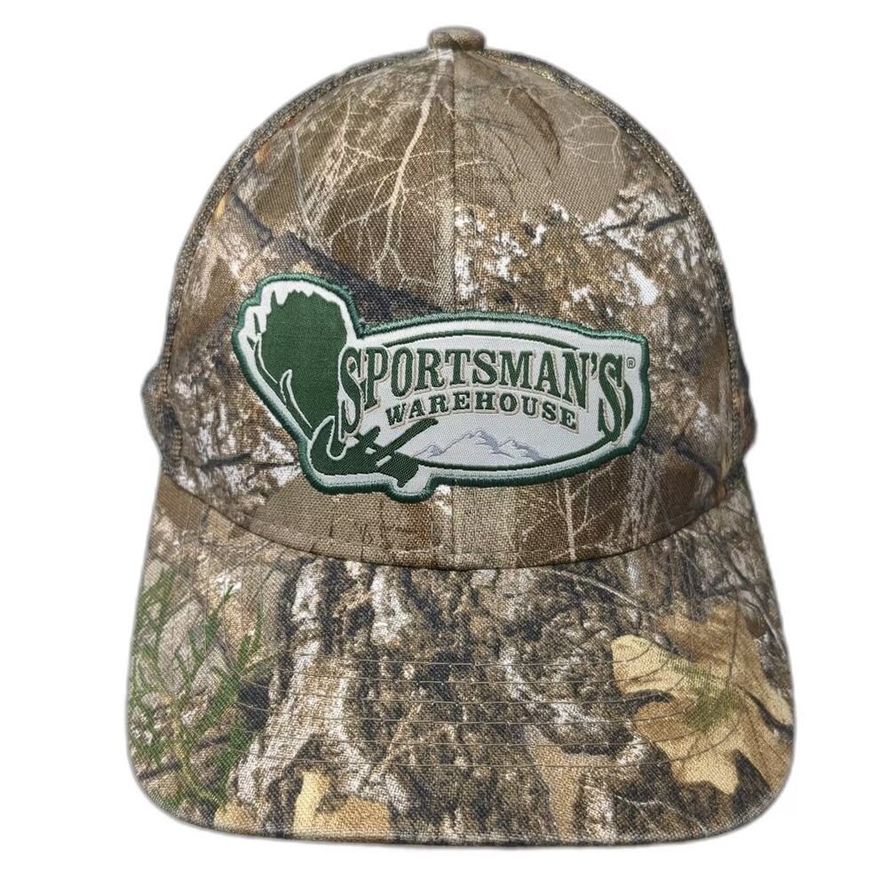 Sportsman's Warehouse Trucker Hat Brown Camo Snapback OS Mesh Logo Patch Fish